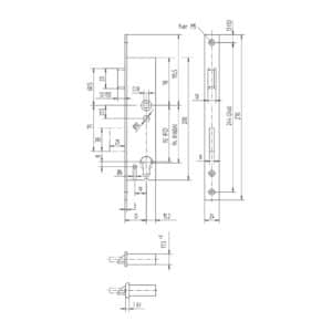 WSS Sicherheits-Einsteckschloss 25mm Riegelausschuss mit U-Stulp