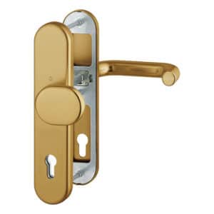 HOPPE Paris Schutzbeschlag ohne Zylinder-Abdeckung-10 mm-92 mm-67 - 72 mm-Klinke-Knauf-F4 Aluminium Bronze für Hauseingangstüren