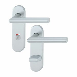 HOPPE Amsterdam Kurzschild-Garnitur x1400/353KH-78 mm-WC-F1 Aluminium Natur-Bad/WC für Innentüren