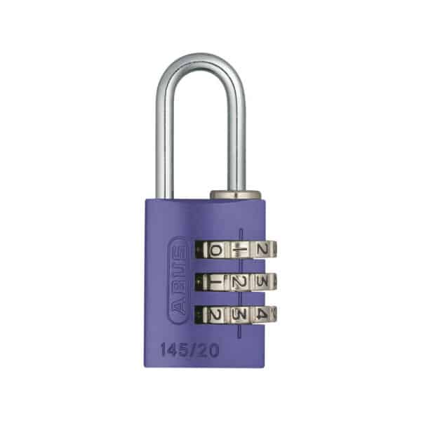 ABUS Aluminium Zahlenschloss 145/20 in lila in 9 Farben zur Wahl