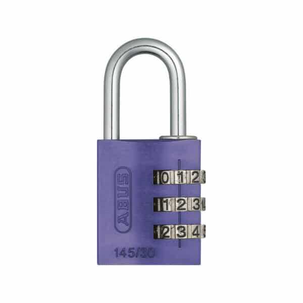 ABUS Aluminium Zahlenschloss 145/30 in lila in 9 Farben zur Wahl