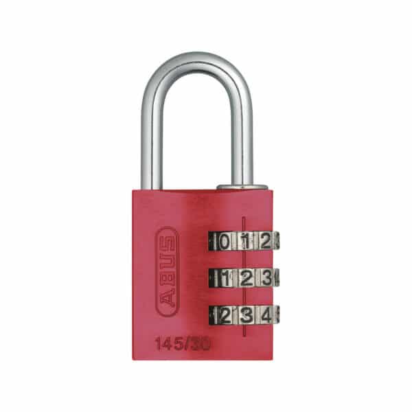 ABUS Aluminium Zahlenschloss 145/30 in rot in 9 Farben zur Wahl