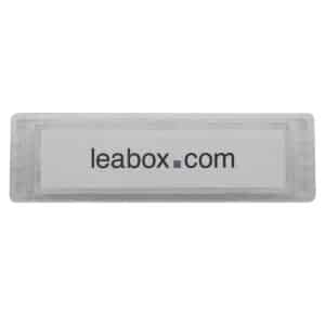 leabox Namensschild klar 75x22 Rand farblos