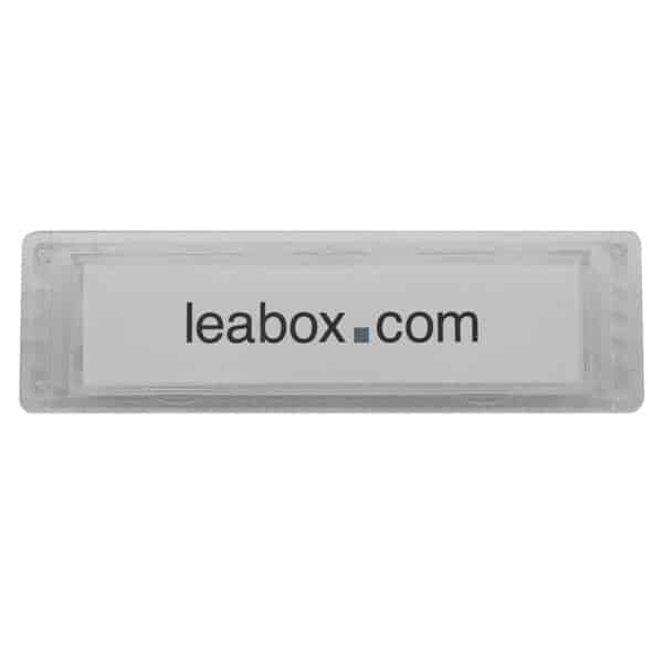 leabox Namensschild klar 75x22 Rand farblos