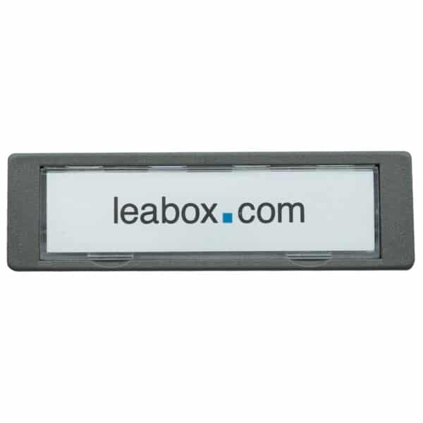 leabox Namensschild grau 75x22 mit grauem Rand