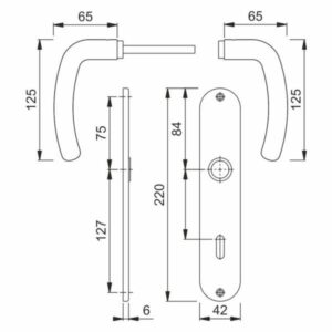 HOPPE Denver Langschild-Garnitur E1310Z/302-72 mm-Profilzylinder-35 - 45 mm-Innentür für Innentüren