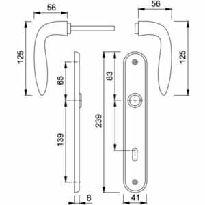 HOPPE Genova Langschild-Garnitur M1535/265-72 mm-Profilzylinder-F75-R Messingfarben poliert/satiniert-Resista-Innentür mit Resista