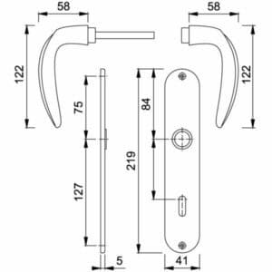 HOPPE Atlanta Langschild-Garnitur M1530/302-72 mm-Profilzylinder-37 - 47 mm-F71 Messing poliert-Innentür für Innentüren