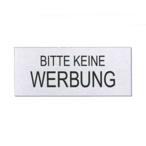 Ofform Briefkastenschild - Bitte keine Werbung aus Aluminium