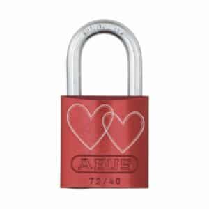 ABUS Vorhangschloss - Love Locks 72/40 "Doppelherz gerade" Liebesschloss graviert