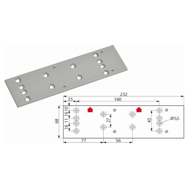 DORMA Montageplatte TS 71 / TS 72-silber in silber