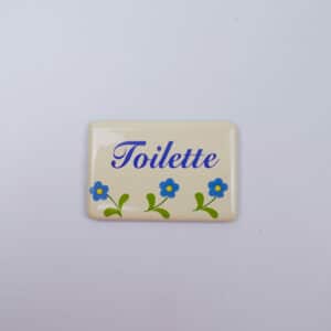 Münder-Email Türschild mit Blümchendekor - Toilette 6 x 4 cm