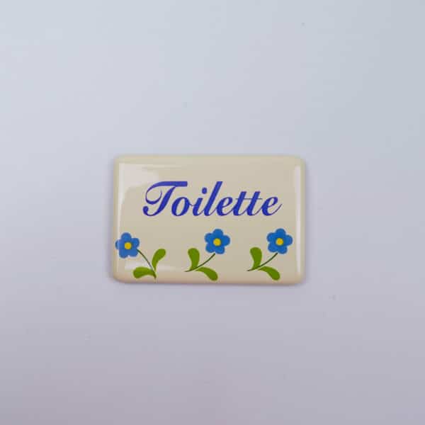 Münder-Email Türschild mit Blümchendekor - Toilette 6 x 4 cm