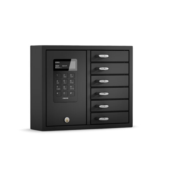 CREONE KeyBox 9006 S Edelstahl schwarz Wertschrank mit PIN-Tastatur & Display