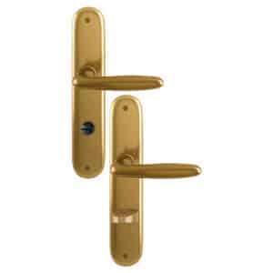 HOPPE Verona Langschild-Garnitur 1510/273P-78 mm-WC-37 - 42 mm-F4 Aluminium Bronze-Bad/WC für Innentüren