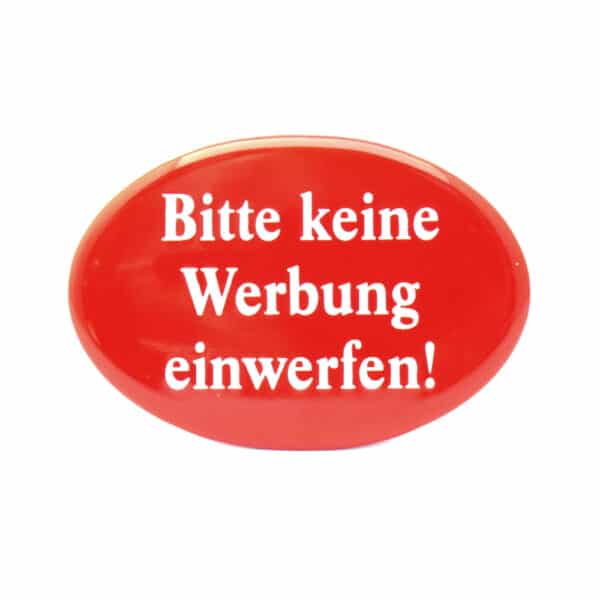 Münder-Email Schild - "Bitte keine Werbung einwerfen!" oval