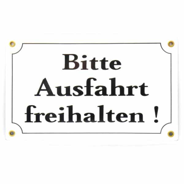 Münder-Email Schild - "Bitte Ausfahrt freihalten!" 25 x 15 cm