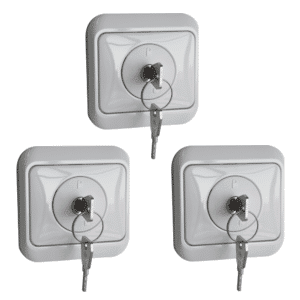 FELGNER Steckdosenschloss mit Berührungsschutz weiß 3er Set  inklusive 6 Schlüssel