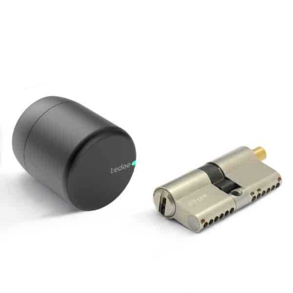 tedee-Schloss + ABUS Bravus.2500 MX Magnet Zylinder 40/55K Schwarz Steuerung via Bluetooth | iPhone & Android | Smart Home