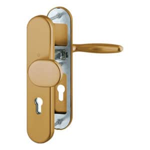 HOPPE Verona Schutzbeschlag ohne Zylinder-Abdeckung-8 mm-72 mm-42 - 47 mm-Klinke-Knauf-F4 Aluminium Bronze für Hauseingangstüren