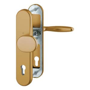 HOPPE Verona Schutzbeschlag ohne Zylinder-Abdeckung-10 mm-92 mm-67 - 72 mm-Klinke-Knauf-F4 Aluminium Bronze für Hauseingangstüren